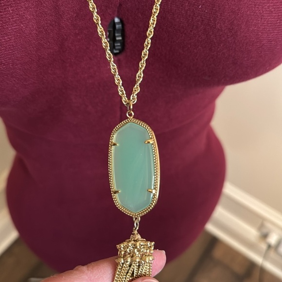 Retired Kendra Scott Rayne Gold Sea Green/Blue Necklace - Picture 6 of 7
